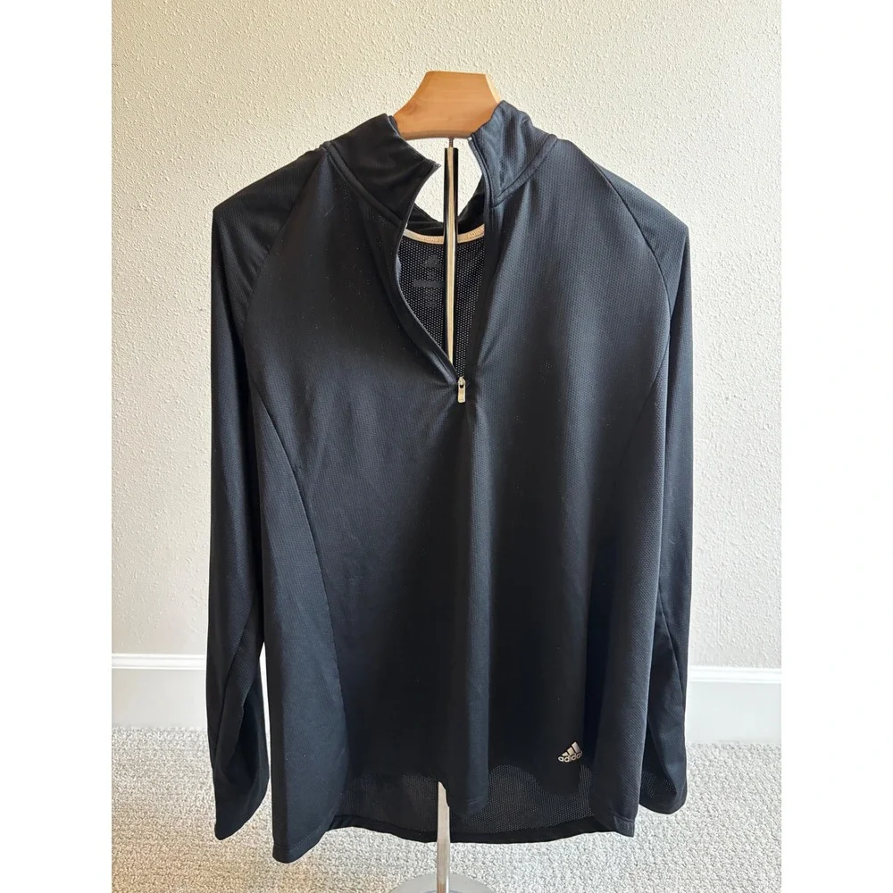 Adidas Golf Quarter Zip Pullover XL Black Performance Athletic Activewear Top‎